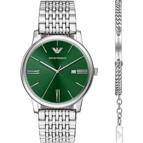 Emporio Armani Ar80087set Gri Metalik Çelik Erkek Kol Saati Ve Bileklik Seti
