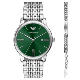 Emporio Armani Ar80087set Gri Metalik Çelik Erkek Kol Saati Ve Bileklik Seti