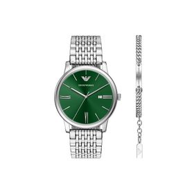 Emporio Armani Ar80087set Gri Metalik Çelik Erkek Kol Saati Ve Bileklik Seti