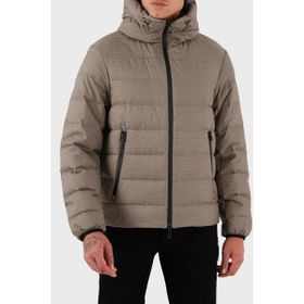Emporio Armani EM003043 AF15384 U6189 Bej Kapitoneli Logolu Regular Fit Kapüşonlu Erkek Mont