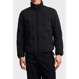 Emporio Armani EM003045 AF18232 UC001 - Siyah Logolu Regular Fit Dik Yaka Erkek Mont