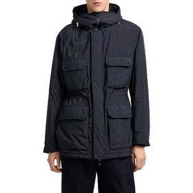 Emporio Armani EM003184 AF18503 UB118 - Lacivert Logolu Regular Kapüşonlu Şişme Erkek Mont
