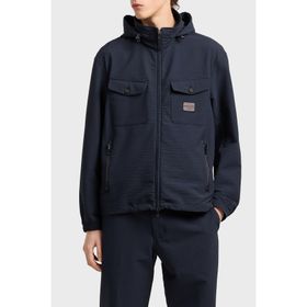 Emporio Armani EM003405 AF18781 UB118 - Lacivert Logolu Regular Fit Gizli Kapüşonlu Erkek Mont