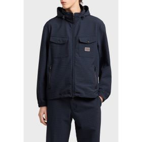 Emporio Armani EM003405 AF18781 UB118 - Lacivert Logolu Regular Fit Gizli Kapüşonlu Erkek Mont