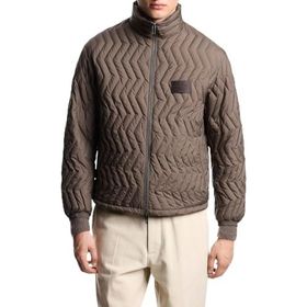Emporio Armani EM003415 AF18231 U6189 - Bej Kapitoneli Kuş Tüyü Dolgulu Dik Yaka Şişme Erkek Mont