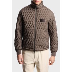 Emporio Armani EM003415 AF18231 U6189 - Bej Kapitoneli Kuş Tüyü Dolgulu Dik Yaka Şişme Erkek Mont