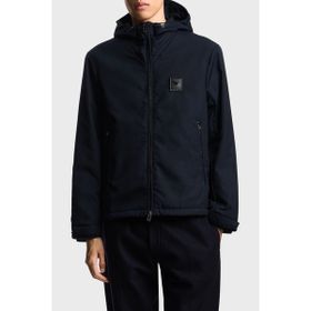 Emporio Armani EM003417 AF18264 UB118 Lacivert Logolu Regular Fit Kapüşonlu Erkek Mont