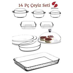 EMR Züccaciye Paşabahçe 7'li Borcam Fırın Tepsisi Borcam Mutfak Çeyiz Seti