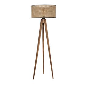 Emre Avize Tripod Yanık Silindir Rattan Abajurlu Lambader