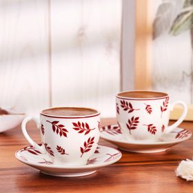 Emsan Adore New Bone 2 Kişilik 90 ml Bordo Kahve Fincan Takımı