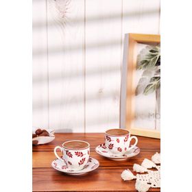 Emsan Adore New Bone 2 Kişilik 90 ml Bordo Kahve Fincan Takımı