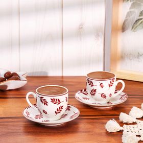 Emsan Adore New Bone 2 Kişilik 90 ml Bordo Kahve Fincan Takımı