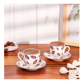 Emsan Adore New Bone 2 Kişilik 90 ml Bordo Kahve Fincan Takımı