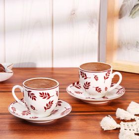 Emsan Adore New Bone 2 Kişilik 90 ml Bordo Kahve Fincan Takımı