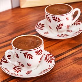 Emsan Adore New Bone 2 Kişilik 90 ml Bordo Kahve Fincan Takımı