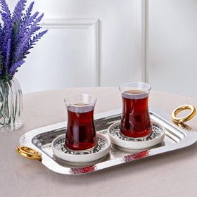 Emsan Akasya Gold Çay Tepsisi