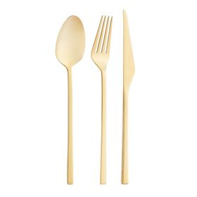 Emsan Alba 18 Parça Parlak Gold Tatlı Kutulu 6 Kişilik Çatal Kaşık Bıçak Takımı