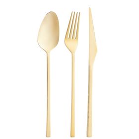 Emsan Alba 18 Parça Parlak Gold Yemek Kutulu Çatal Kaşık Bıçak Takımı
