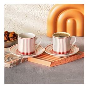 Emsan Benedict New Bone 2 Kişilik 90 ml Bordo Kahve Fincan Takımı