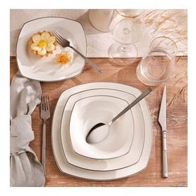 Emsan Bone Celine Platin 6 Kişilik 24 Parça Porselen Yemek Takımı