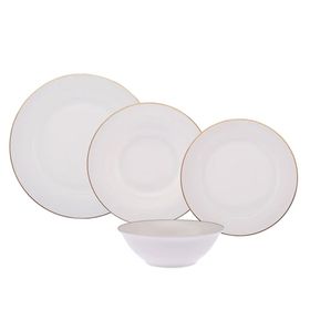 Emsan Bone Sophia 24 Parça Platin Yuvarlak Yemek Takımı