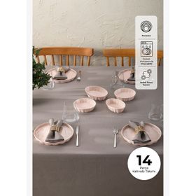 Emsan Cozy 14 Parça 6 Kişilik Pembe Porselen Kahvaltı Takımı