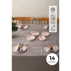 Emsan Cozy 14 Parça 6 Kişilik Pembe Porselen Kahvaltı Takımı