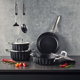Emsan Diagon 7 Parça Siyah Döküm Granit Tencere Seti