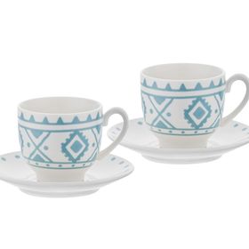 Emsan Ethnic Azur New Bone Mavi 90 ml 2 Kişilik Kahve Fincan Takımı