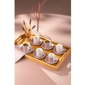 Emsan Fernanda New Bone Bordo 90 ml 6 Kişilik Kahve Fincan Takımı
