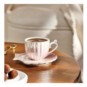 Emsan Istiridye 2 Kişilik Porselen Pembe 90 ml Kahve Fincanı Takımı