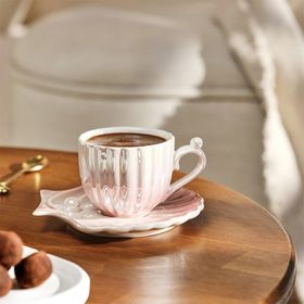 Emsan Istiridye 2 Kişilik Porselen Pembe 90 ml Kahve Fincanı Takımı