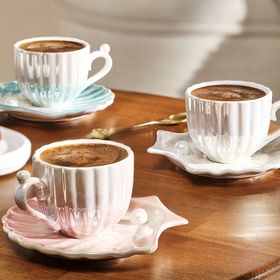 Emsan Istiridye 2 Kişilik Porselen Pembe 90 ml Kahve Fincanı Takımı