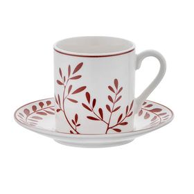 Emsan Ivy Wreath New Bone Bordo 90 ml 6 Kişilik Kahve Fincan Takımı
