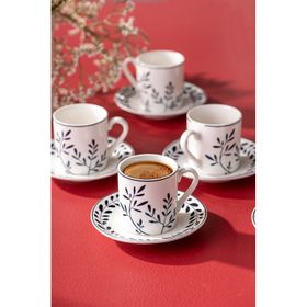 Emsan Ivy Wreath New Bone Mavi 90 ml 6 Kişilik Kahve Fincan Takımı