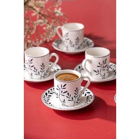 Emsan Ivy Wreath New Bone Mavi 90 ml 6 Kişilik Kahve Fincan Takımı