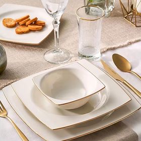 Emsan Karmen 60 Parça 12 Kişilik Gold Kare Yemek Takımı