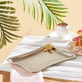 Emsan Leafy Platin Dikdörtgen Tepsi