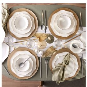 Emsan Lotus Fine Bone Gold 53 Parça 12 Kişilik Yemek Takımı