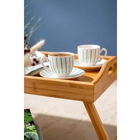 Emsan Mathilda New Bone Yeşil 90 ml 2 Kişilik Kahve Fincan Takımı