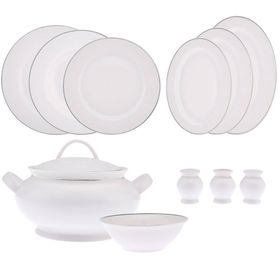 Emsan New Marly Porselen Platin 60 Parça 12 Kişilik Yuvarlak Yemek Takımı