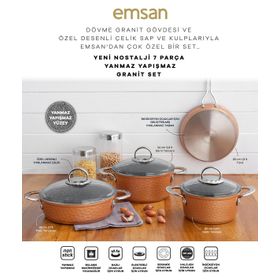 Emsan Nostalji Gold Granit 7 Parça Tencere Seti
