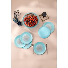 Emsan Pastel 7 Parça Mavi Cam Pasta Tatlı Seti