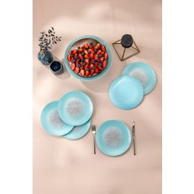Emsan Pastel 7 Parça Mavi Cam Pasta Tatlı Seti