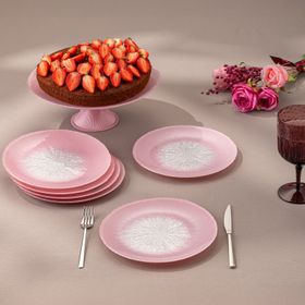 Emsan Pastel 7 Parça Pembe Cam Pasta Tatlı Seti