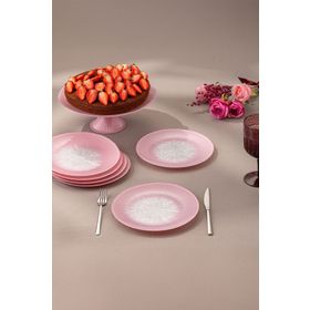 Emsan Pastel 7 Parça Pembe Cam Pasta Tatlı Seti