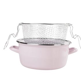 Emsan Pembe Pastel Emaye 24 Cm Kızartma Tenceresi