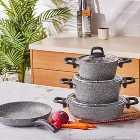 Emsan Premium S Pro Grey 7 Parça Granit Tencere Seti