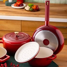Emsan Red Royal 7 Parça Kırmızı Tencere Seti