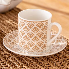 Emsan Wavy New Bone 2 Kişilik 90 ml Bej Kahve Fincan Takımı